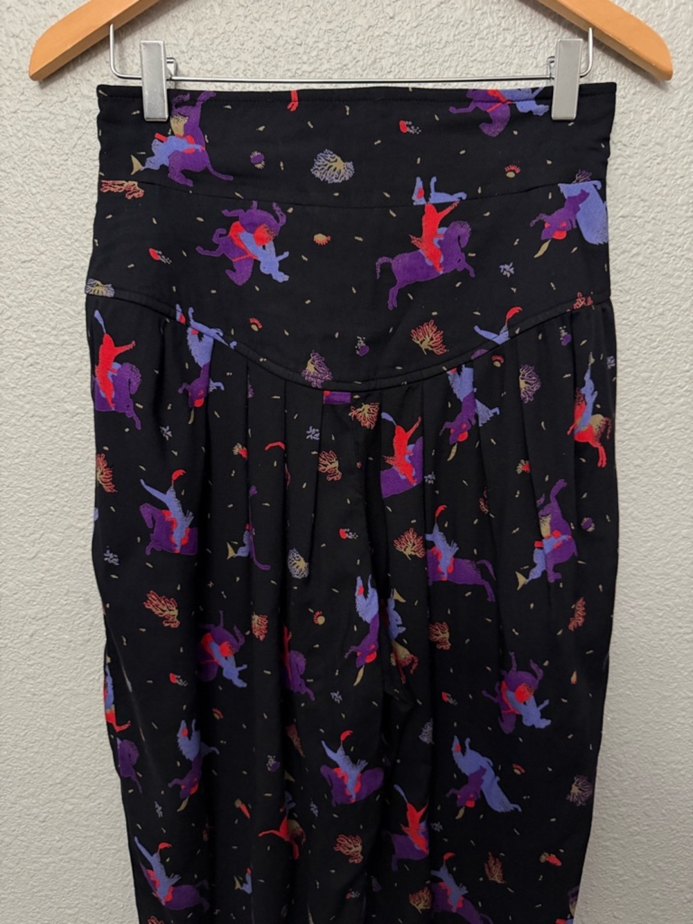 Vtg Rare Barboglio Pleated Equestrian Print Trousers Size 6 Whimsy - Picture 2 of 8